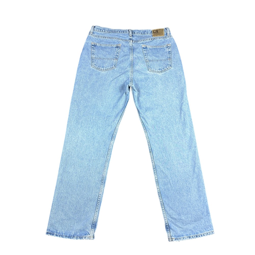 Polo Jeans Co Ralph Lauren Mens 38x32 Light Wash Classic Straight Denim Y2K Blue - Picture 6 of 9